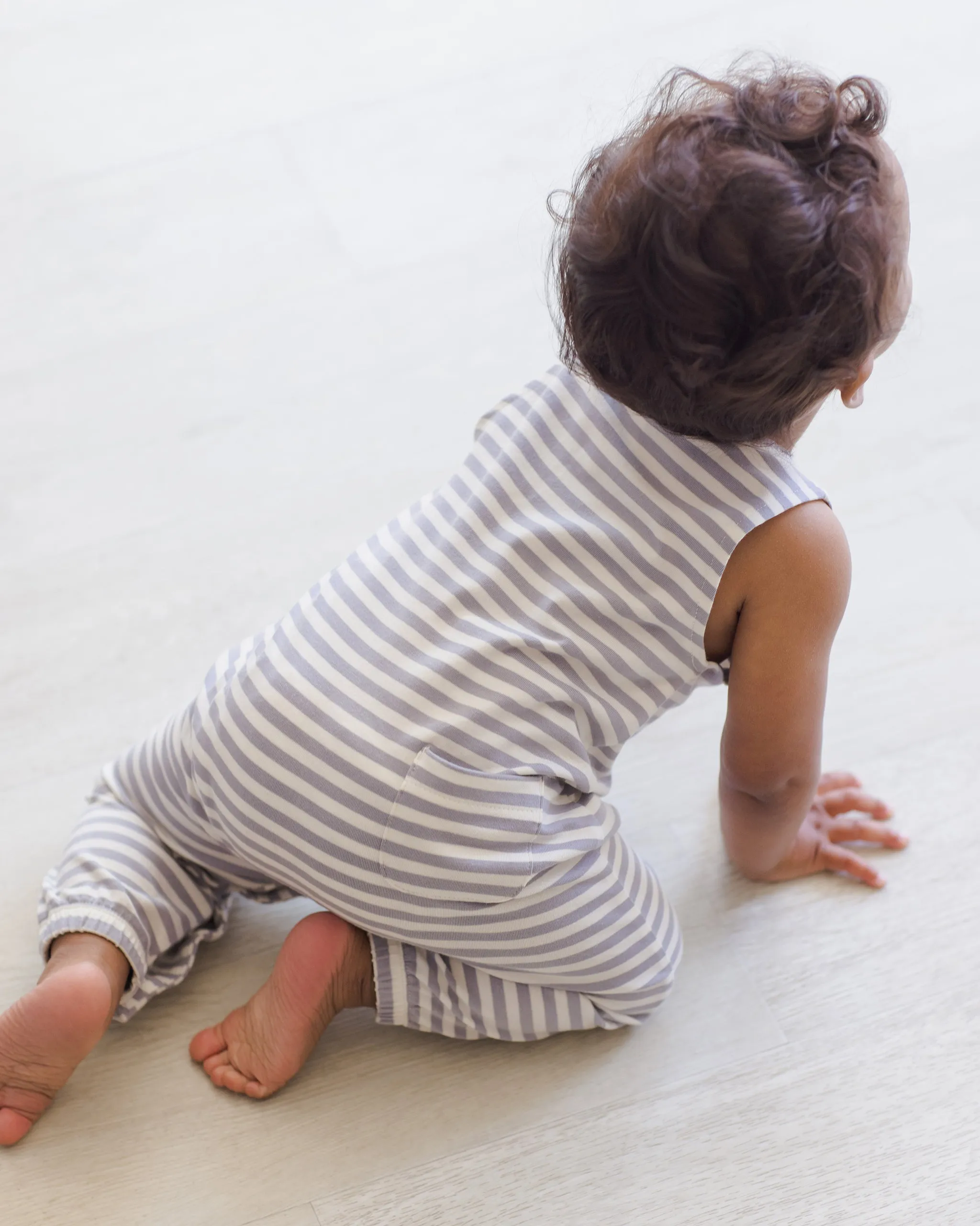 -Sleeveless Jumpsuit || Blue Stripe-