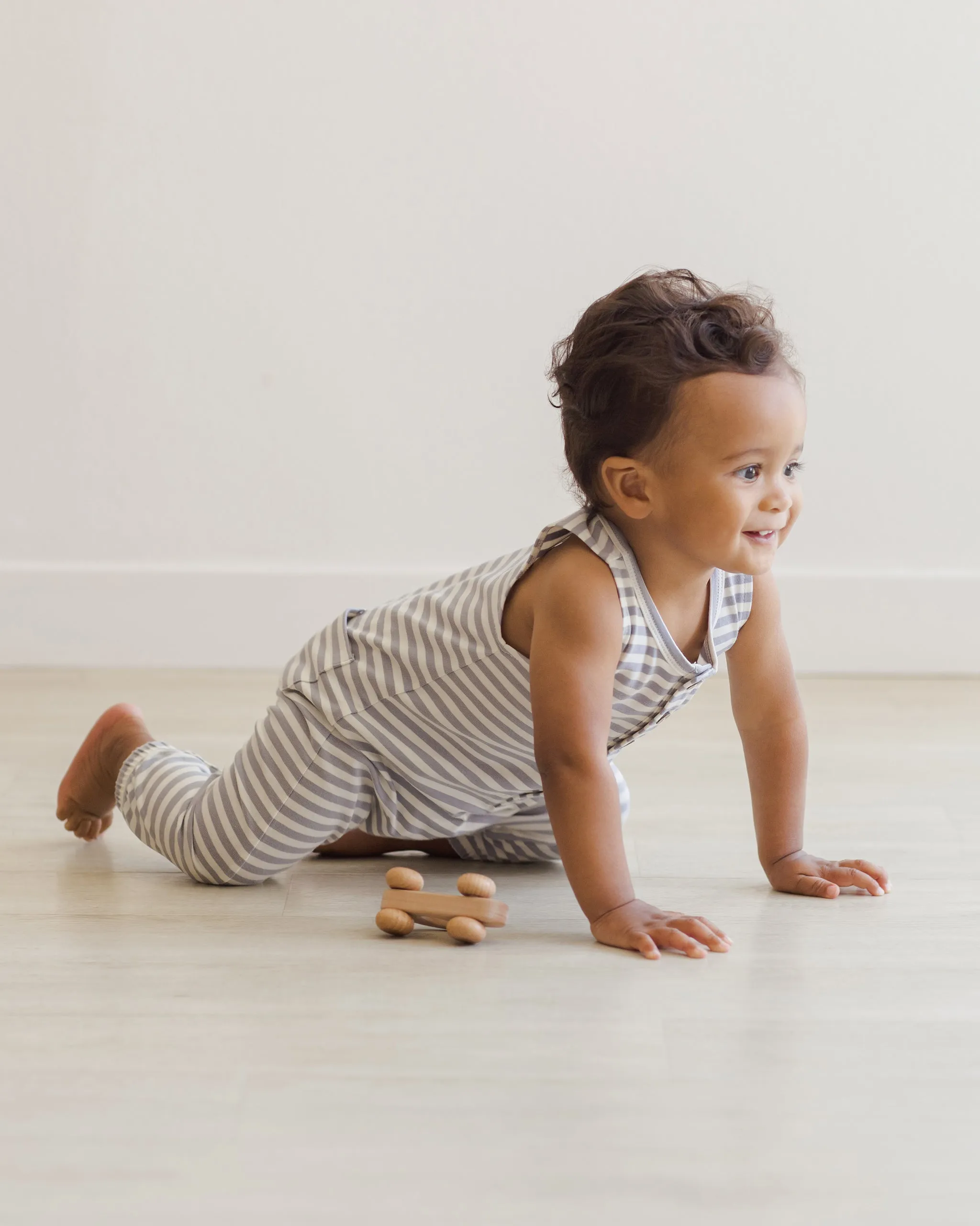-Sleeveless Jumpsuit || Blue Stripe-