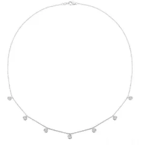 0.75 Carat Natural Diamond Necklace 14K White Gold G SI 18''