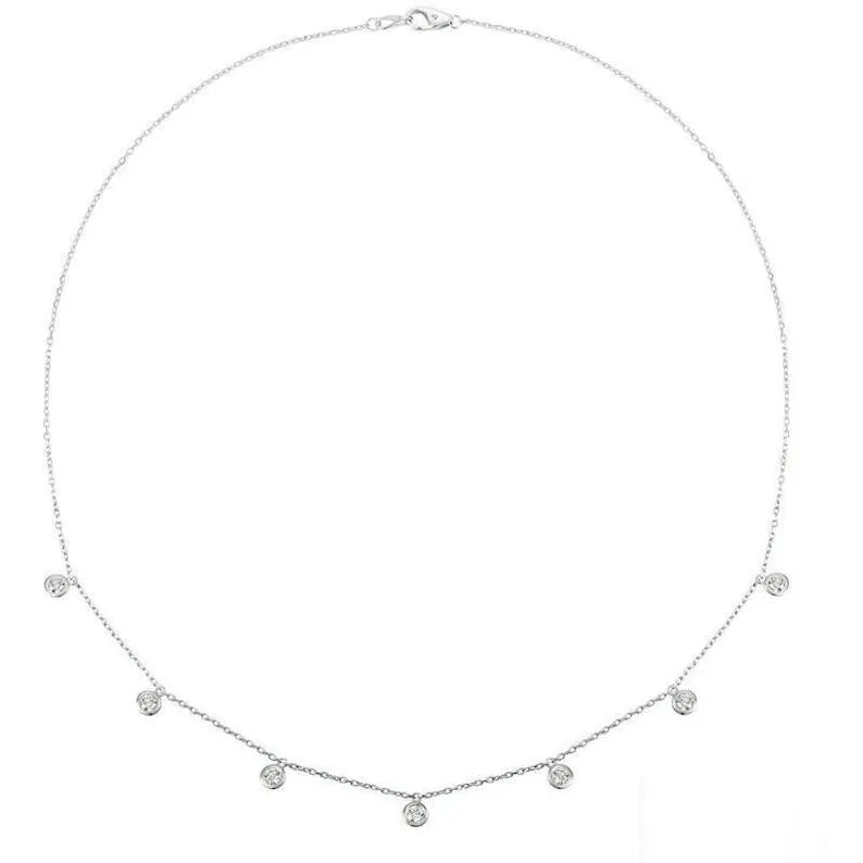 0.75 Carat Natural Diamond Necklace 14K White Gold G SI 18''