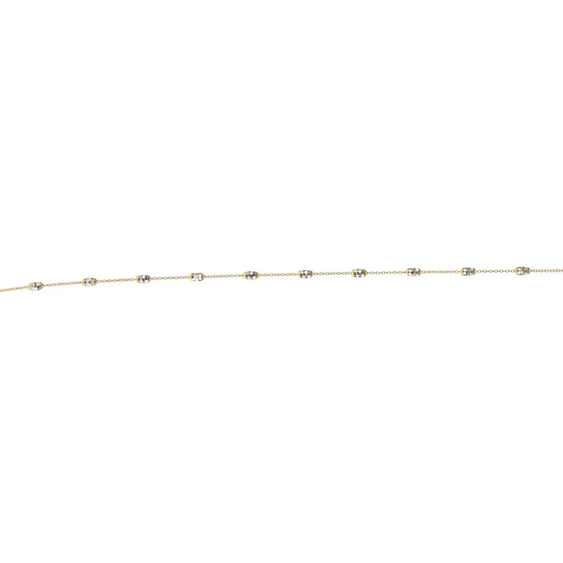 10K Yellow and White Gold Mirror Cut Beaded Necklace
