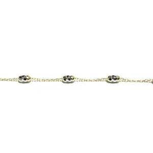 10K Yellow and White Gold Mirror Cut Beaded Necklace