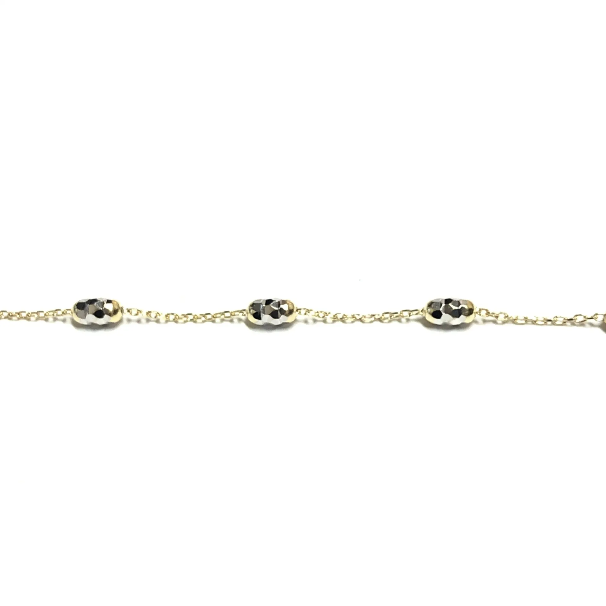 10K Yellow and White Gold Mirror Cut Beaded Necklace
