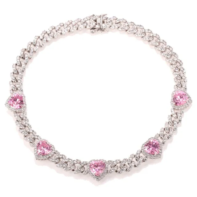 12mm Miami Cuban Link Chain Hearts choker (buy one get one FREE)