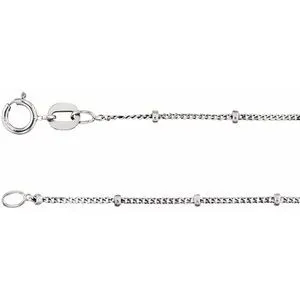 14K White 1 mm Beaded Curb 16" Chain