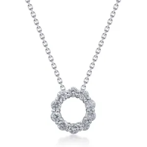 14k White Gold Open Circle Diamond Pendant Necklace