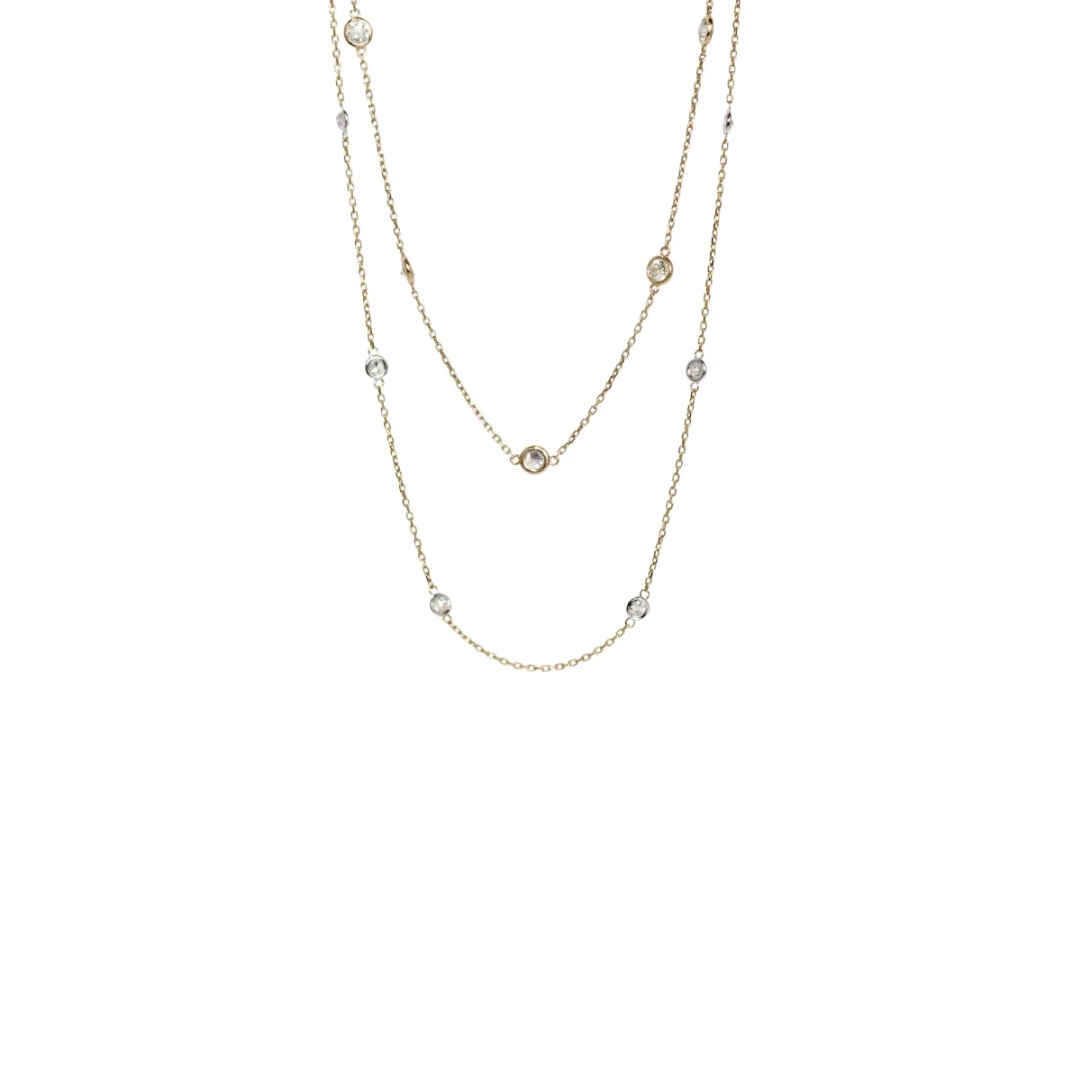 14k Yellow Gold Diamond Station Necklace