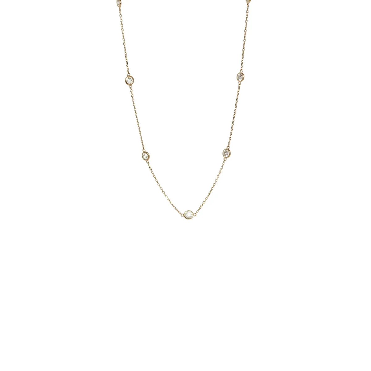 14k Yellow Gold Diamond Station Necklace