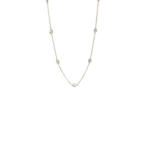 14k Yellow Gold Diamond Station Necklace