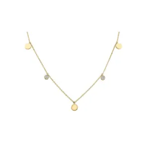 14K Yellow or White Gold (0.08ct) Diamond Contemporary Station Necklace