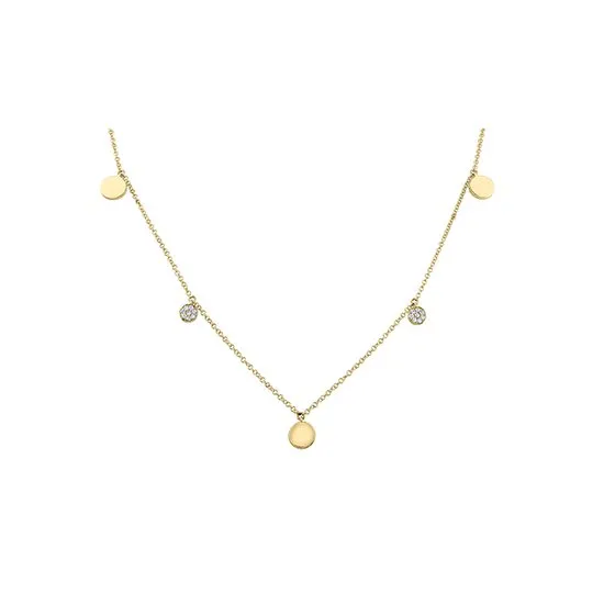 14K Yellow or White Gold (0.08ct) Diamond Contemporary Station Necklace