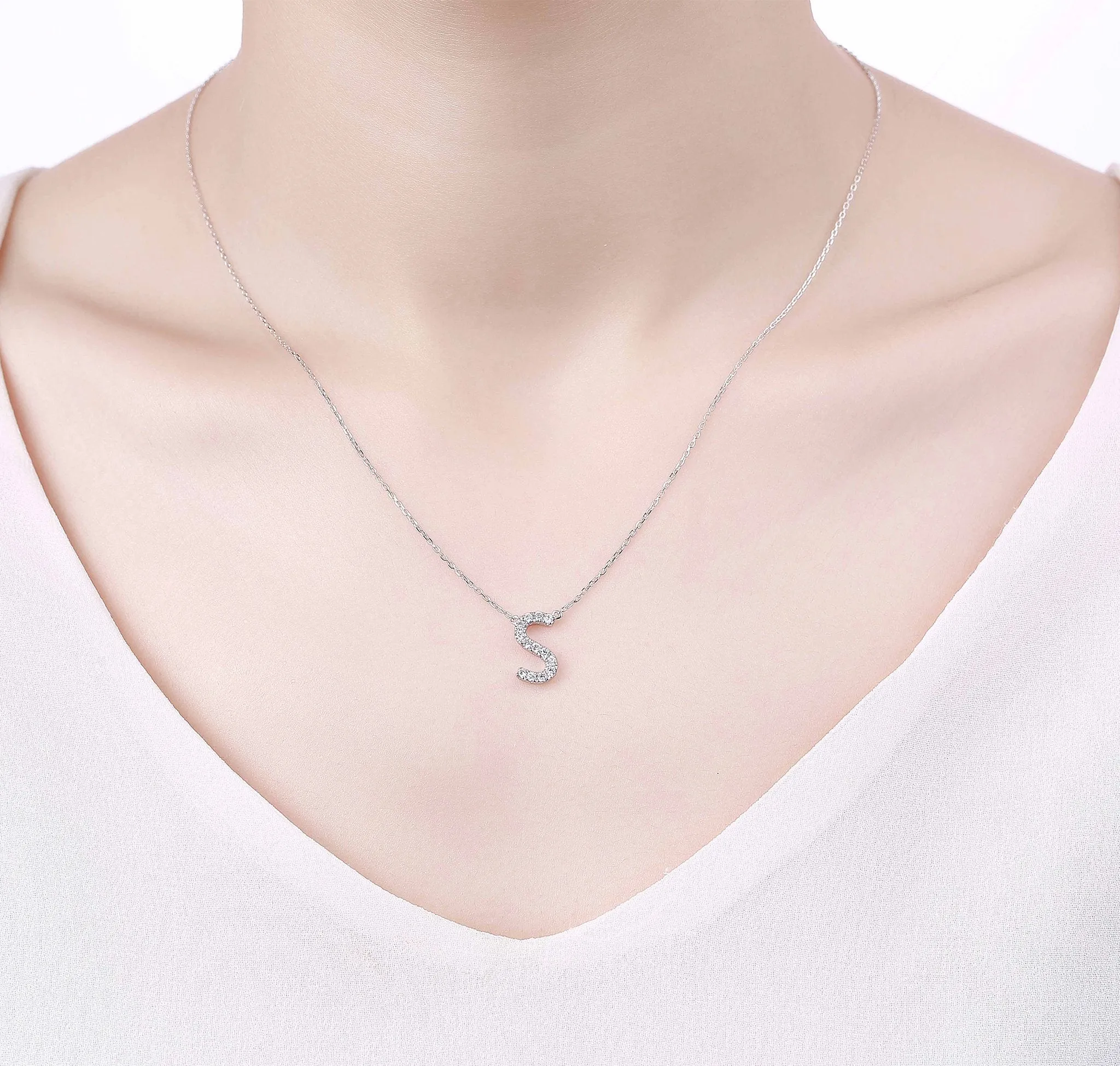 14kt Gold Diamond Initial Pendant Necklace, 0.05ct