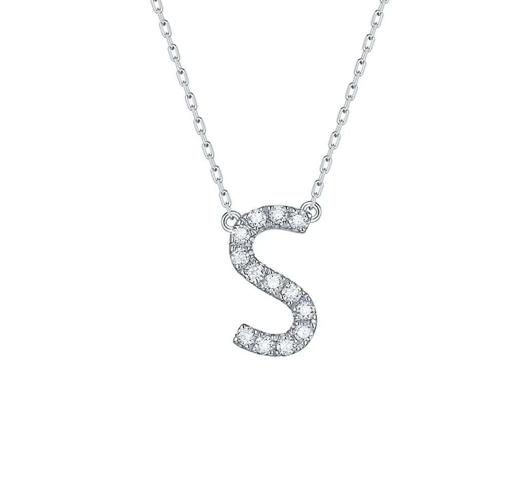 14kt Gold Diamond Initial Pendant Necklace, 0.05ct