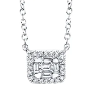 14kt White Gold Diamond Baguette Necklace, 0.16TCW
