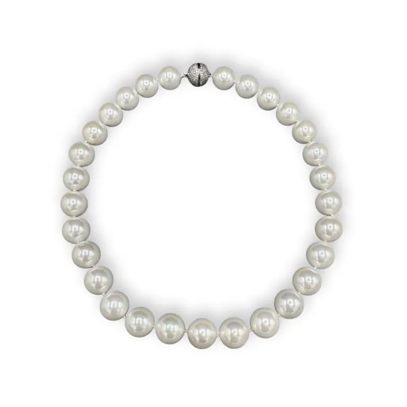 175-MOP-S | 14MM MOTHER OF PEARL NECKLACE W/ CRYSTAL CLASP