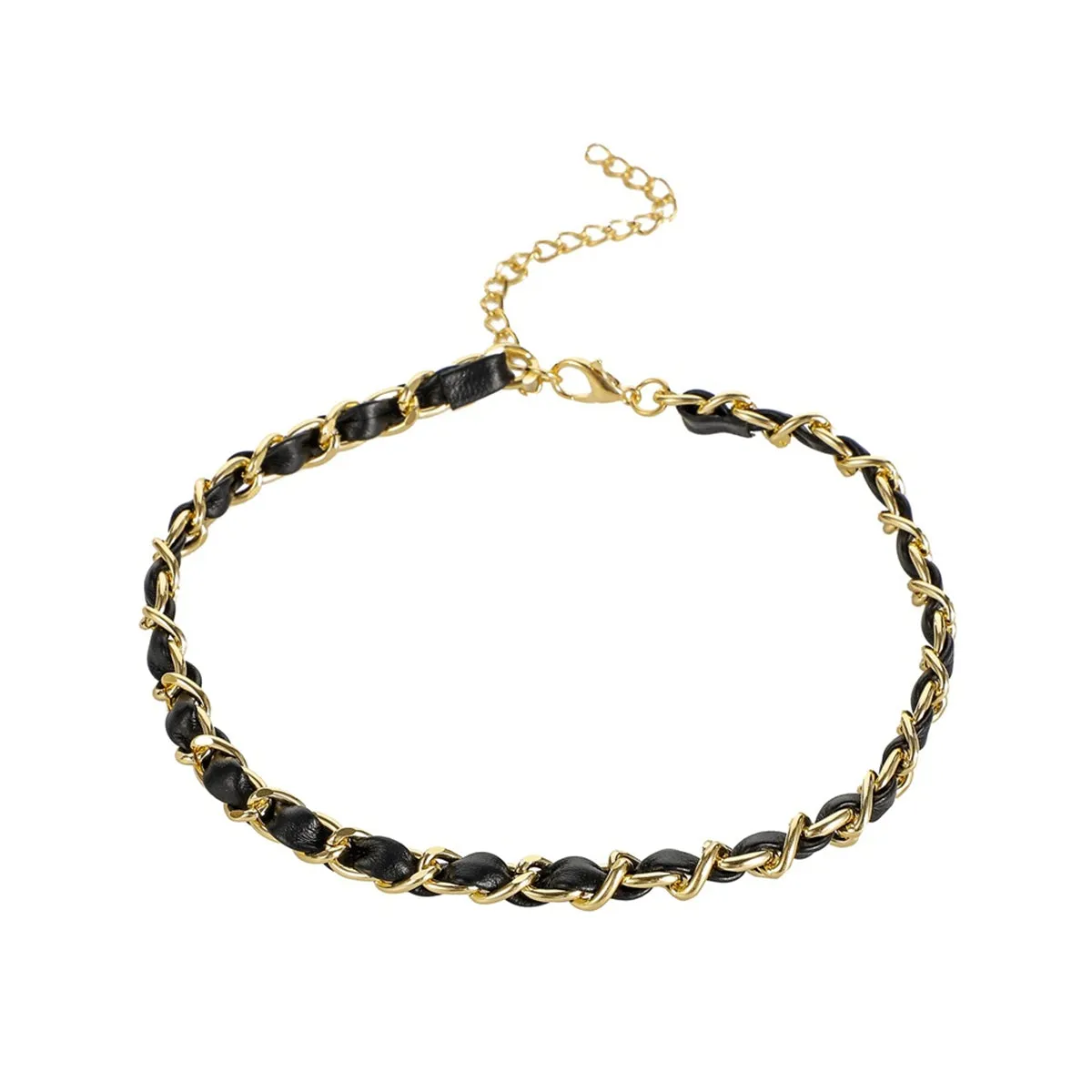 18K Gold-Plated & Black Polystyrene Cable Chain Choker