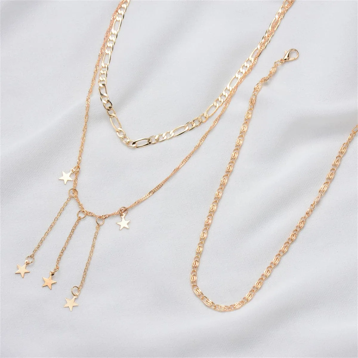 18K Gold-Plated Star Tassel Layered Pendant Necklace