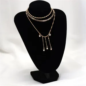 18K Gold-Plated Star Tassel Layered Pendant Necklace