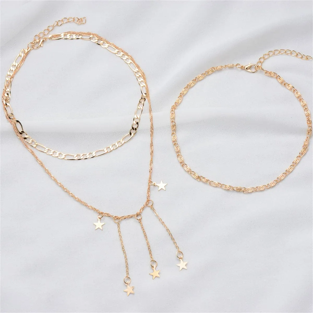 18K Gold-Plated Star Tassel Layered Pendant Necklace