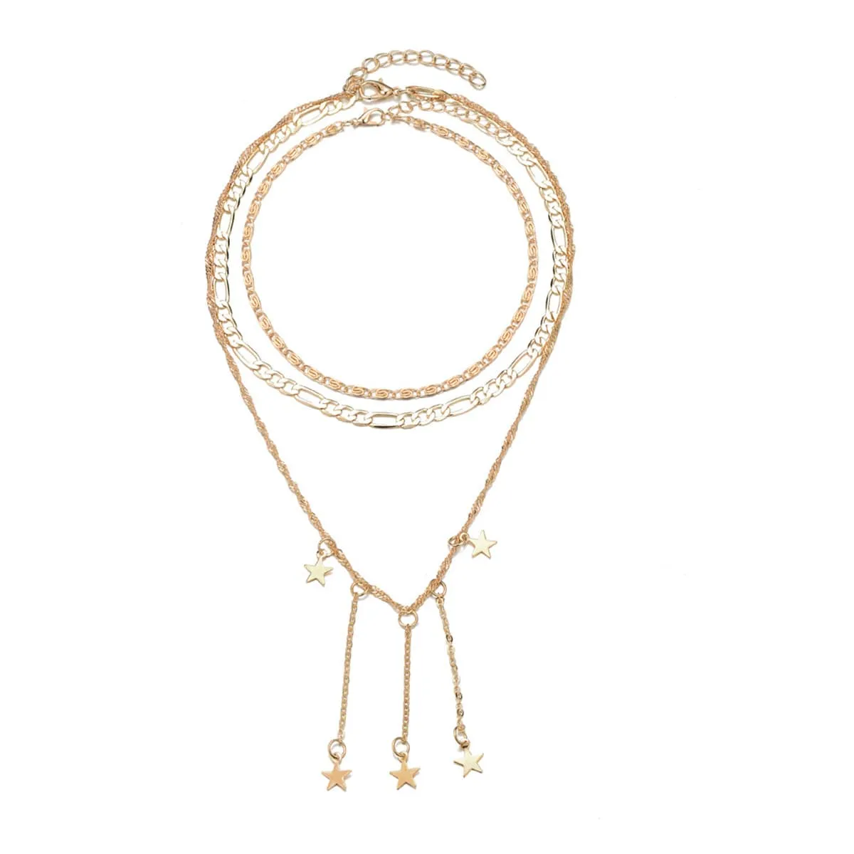 18K Gold-Plated Star Tassel Layered Pendant Necklace