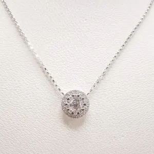 18K White Gold and Diamond Disk Necklace