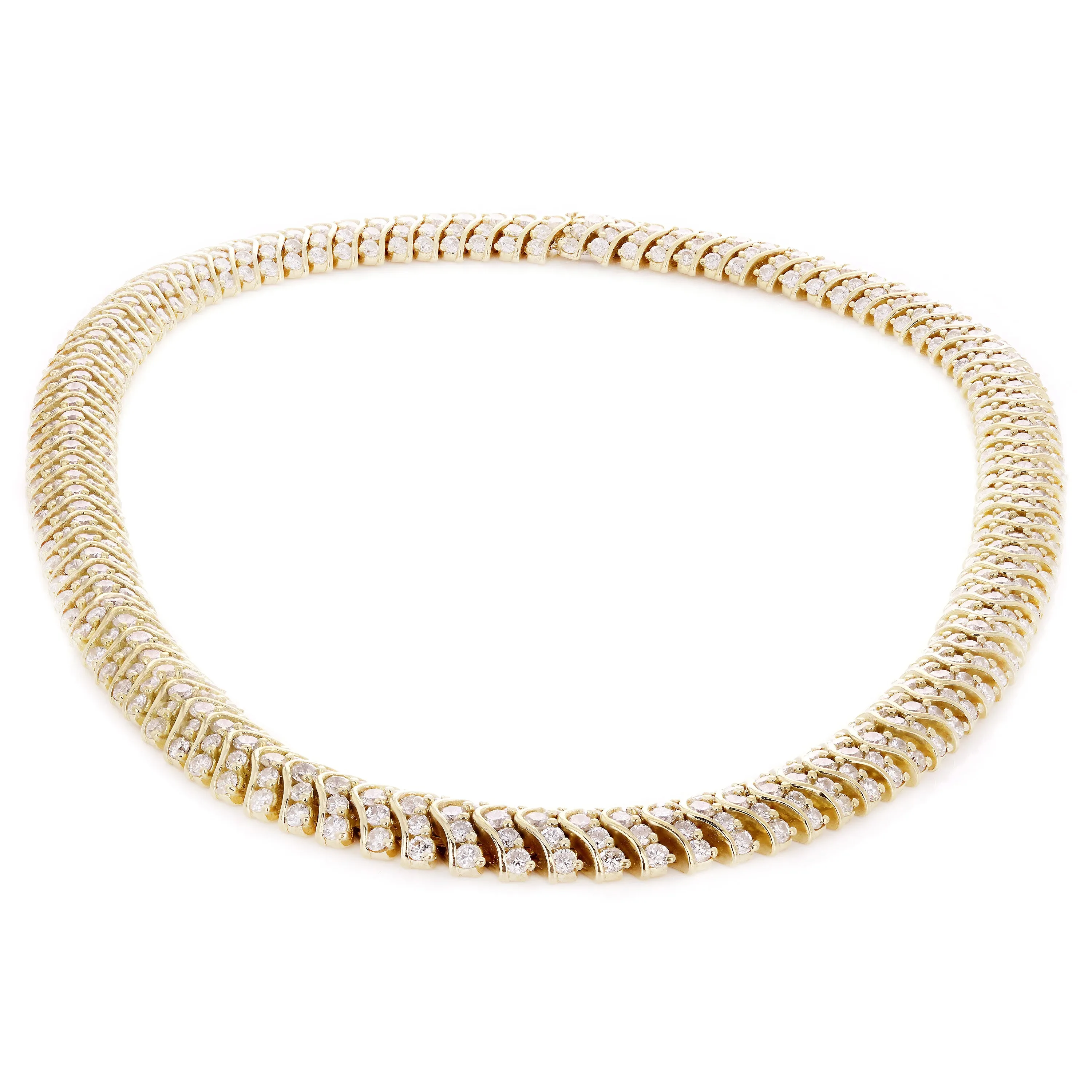 18k Yellow Gold Solid 25ctw Diamond Choker Necklace 16"