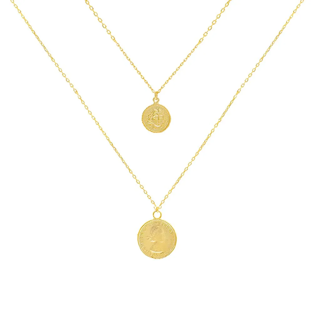 2 Piece Coin Set Necklace Combo Set