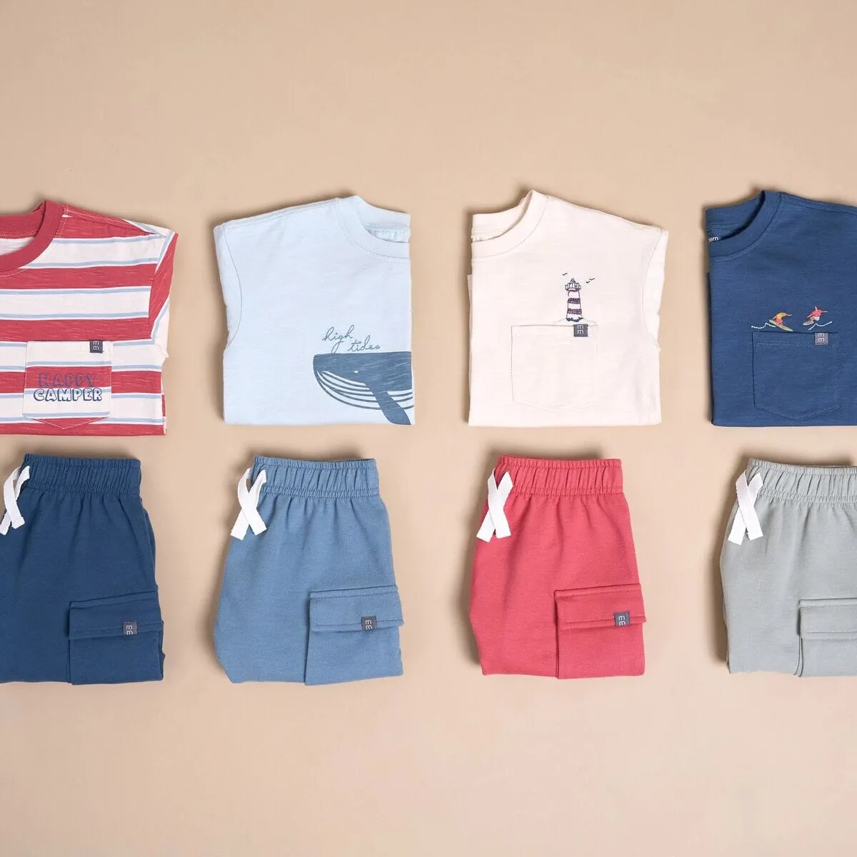 2-Piece Toddler Boys Coastal Stripe Top and Cargo Shorts Set