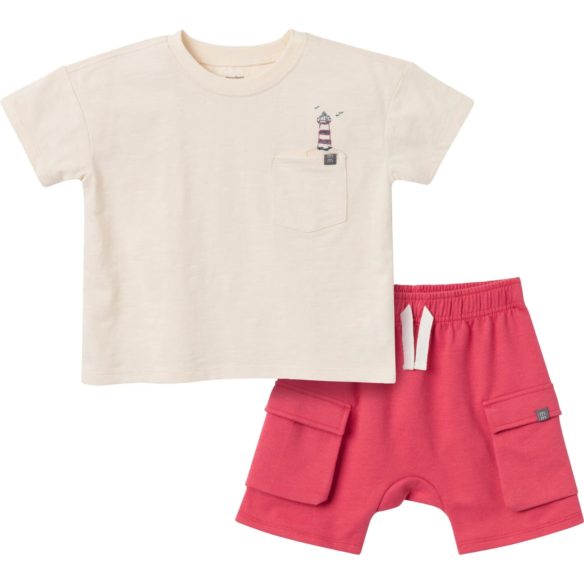 2-Piece Toddler Boys Lighthouse Top and Cargo Shorts Set