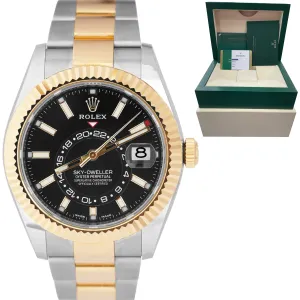 2020 MINT Rolex Sky-Dweller 18K Two-Tone Gold BLACK DIAL 42mm Watch 326933 B P