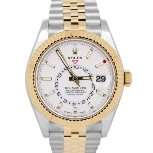 2023 NEW PAPERS Rolex Sky-Dweller WHITE 18K Yellow Gold 42mm JUBILEE 326933 BOX