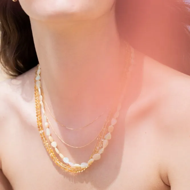 20" Gold and Citrine Beaded Necklace