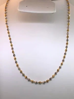 22K Two-tone Gold Beaded Necklace 22"