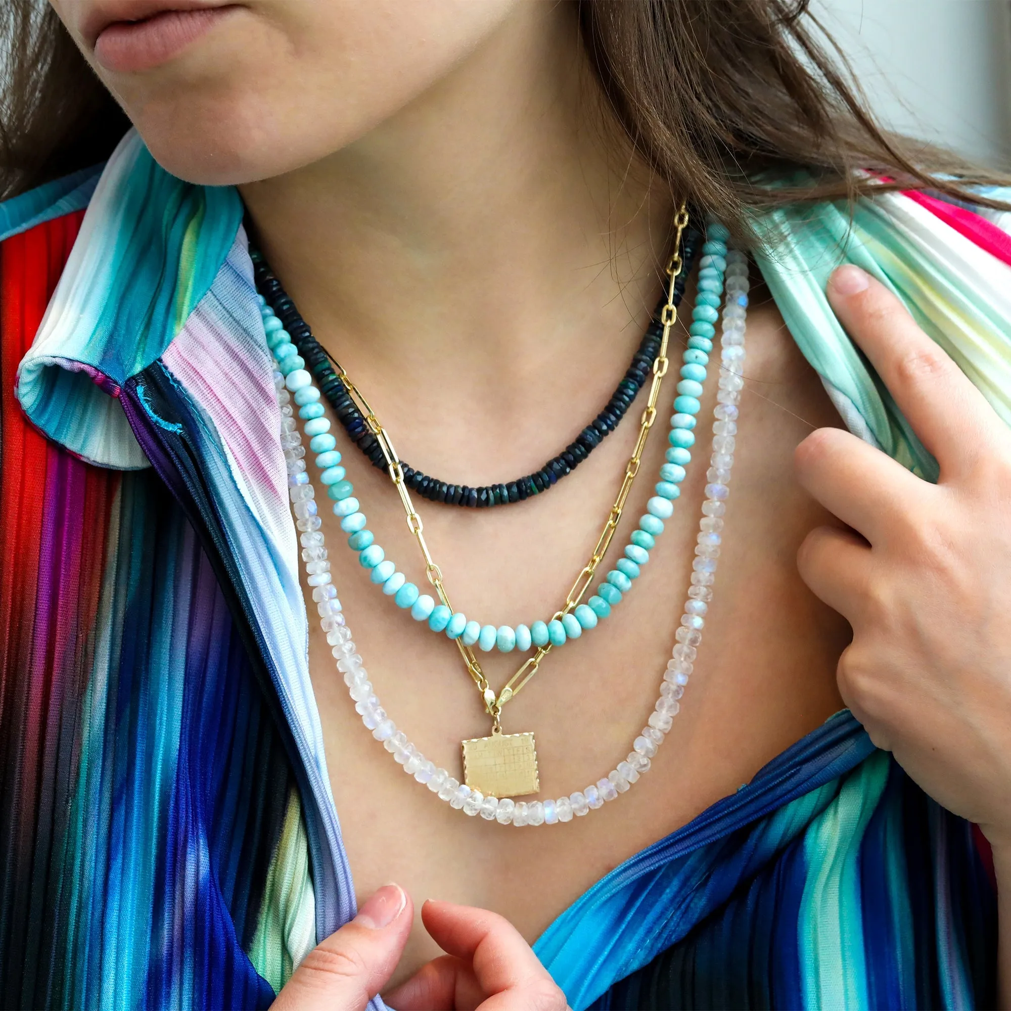24" Faceted Rainbow Moonstone Beaded Necklace