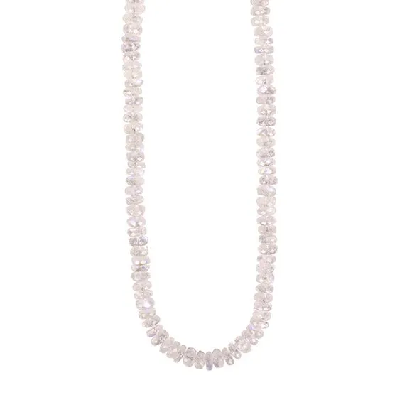 24" Faceted Rainbow Moonstone Beaded Necklace
