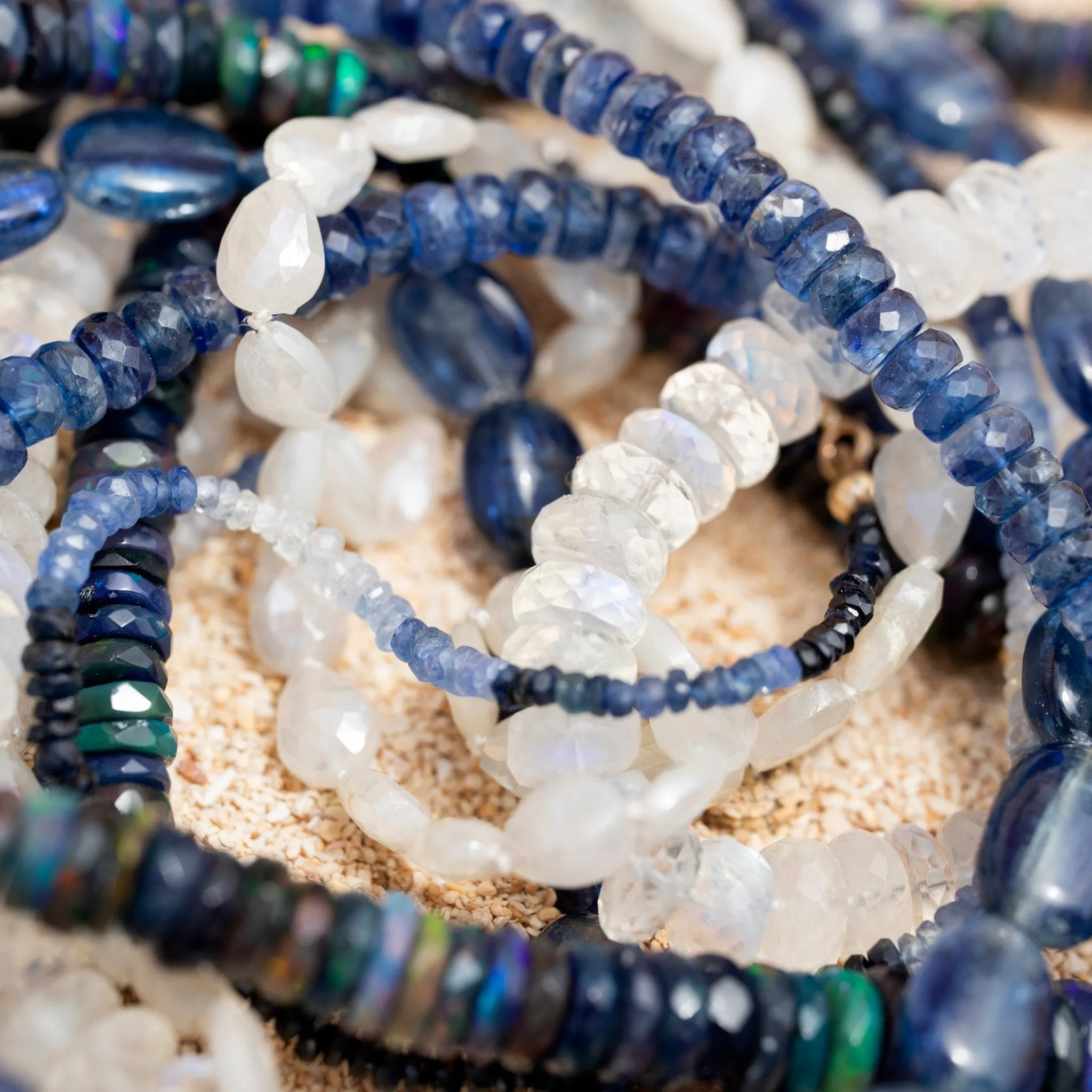 24" Faceted Rainbow Moonstone Beaded Necklace