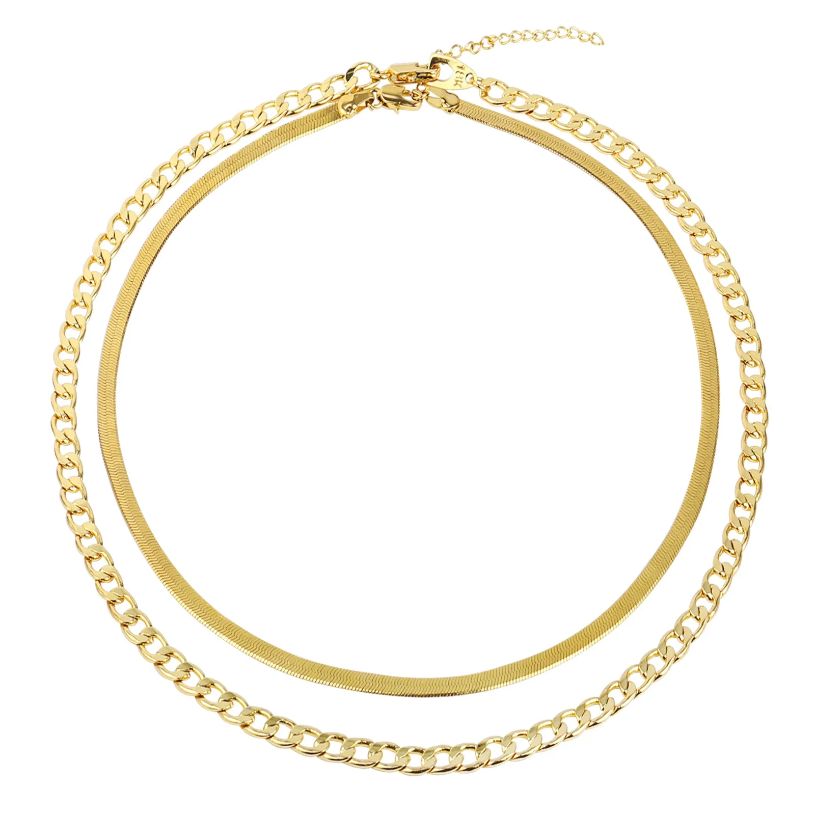 2PK 14K Gold Layered Choker Necklace