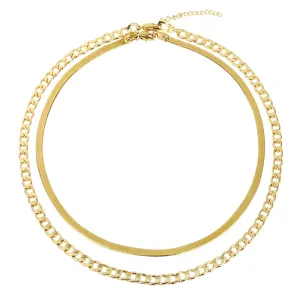 2PK 14K Gold Layered Choker Necklace