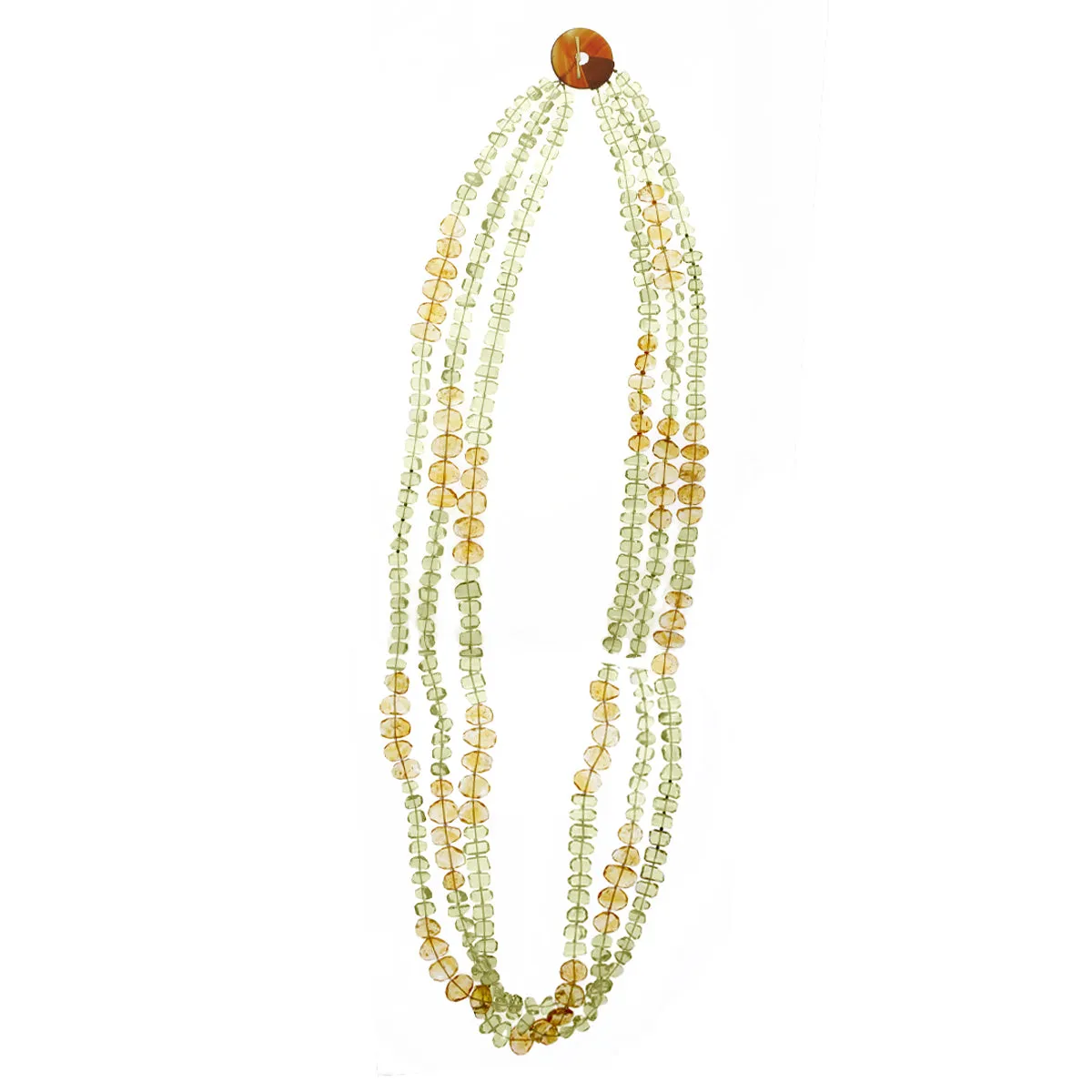 3-Strand Citrine & Lemon Quartz Thumbprint Necklace