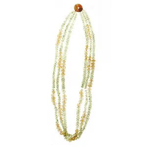 3-Strand Citrine & Lemon Quartz Thumbprint Necklace