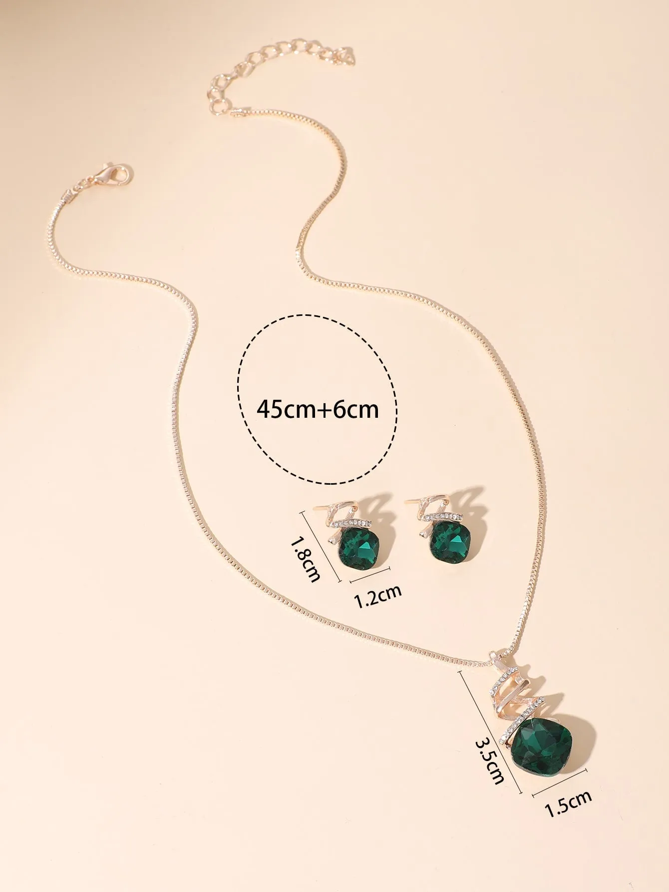 3pcs Crystal Decor Jewelry Set - Green