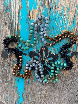 60" Hand Knotted COLOR BLOCK Beaded Necklace