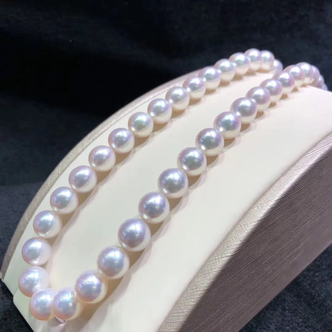 9.5-10.0 mm Japanese White Akoya Cultured Choker Pearl Necklace