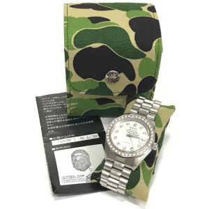A Bathing Ape Bape Swarovski Crystal Automatic Bapex 'Datejust' Watch Silver