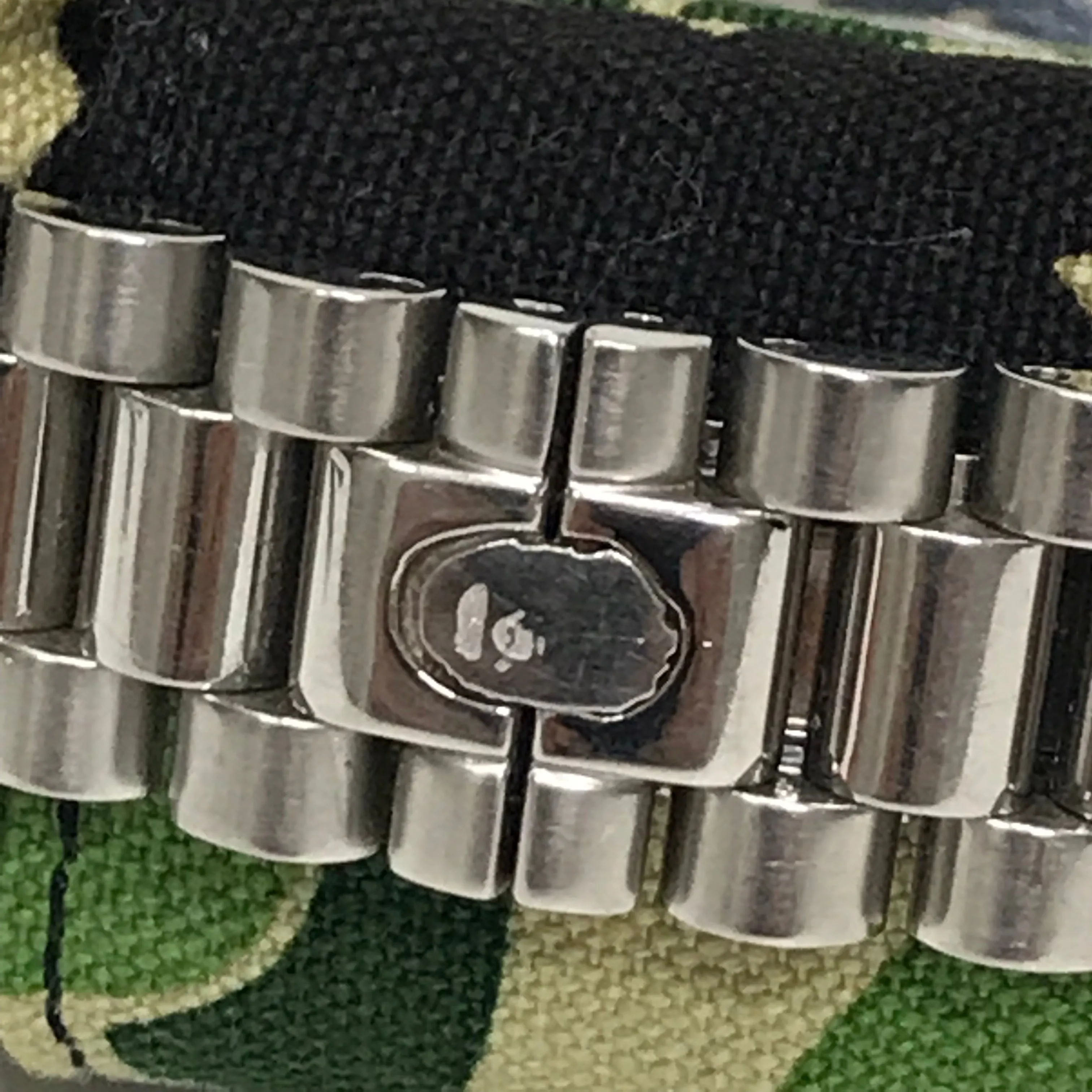A Bathing Ape Bape Swarovski Crystal Automatic Bapex 'Datejust' Watch Silver