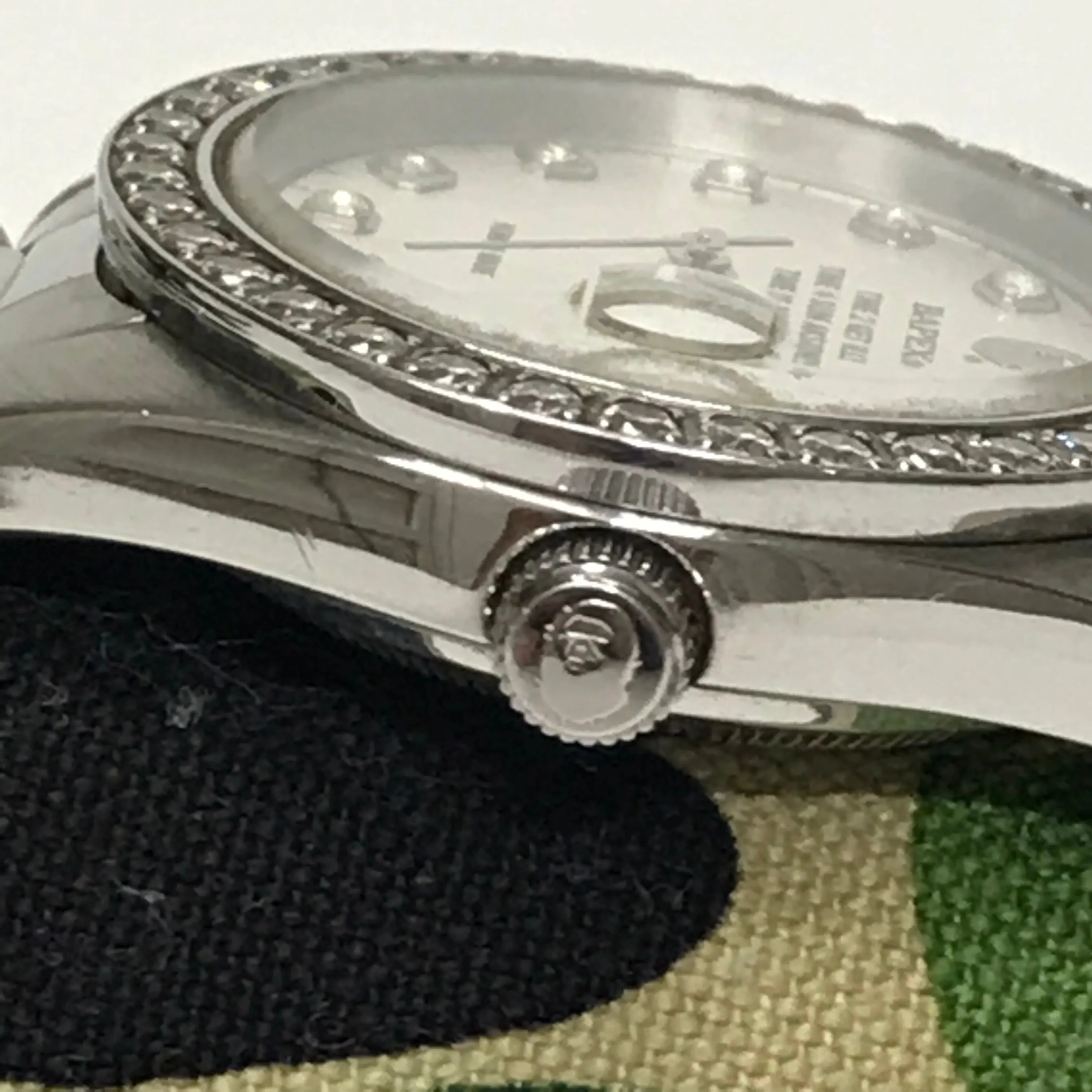 A Bathing Ape Bape Swarovski Crystal Automatic Bapex 'Datejust' Watch Silver