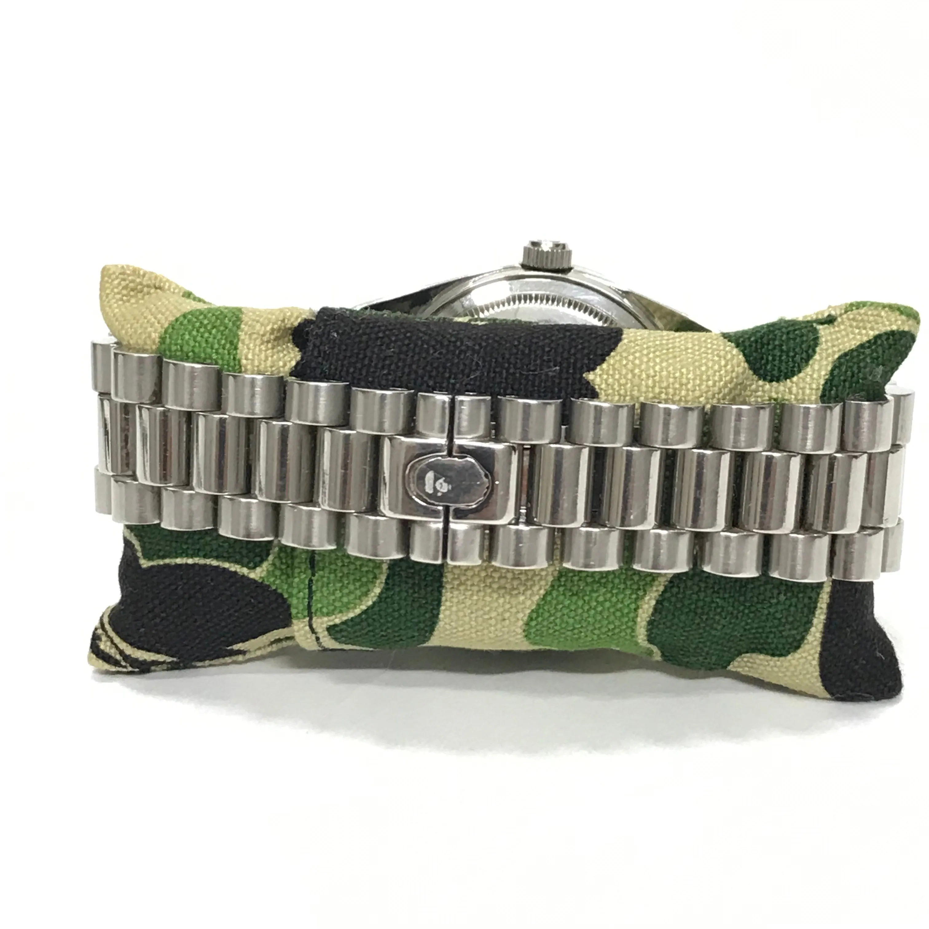 A Bathing Ape Bape Swarovski Crystal Automatic Bapex 'Datejust' Watch Silver