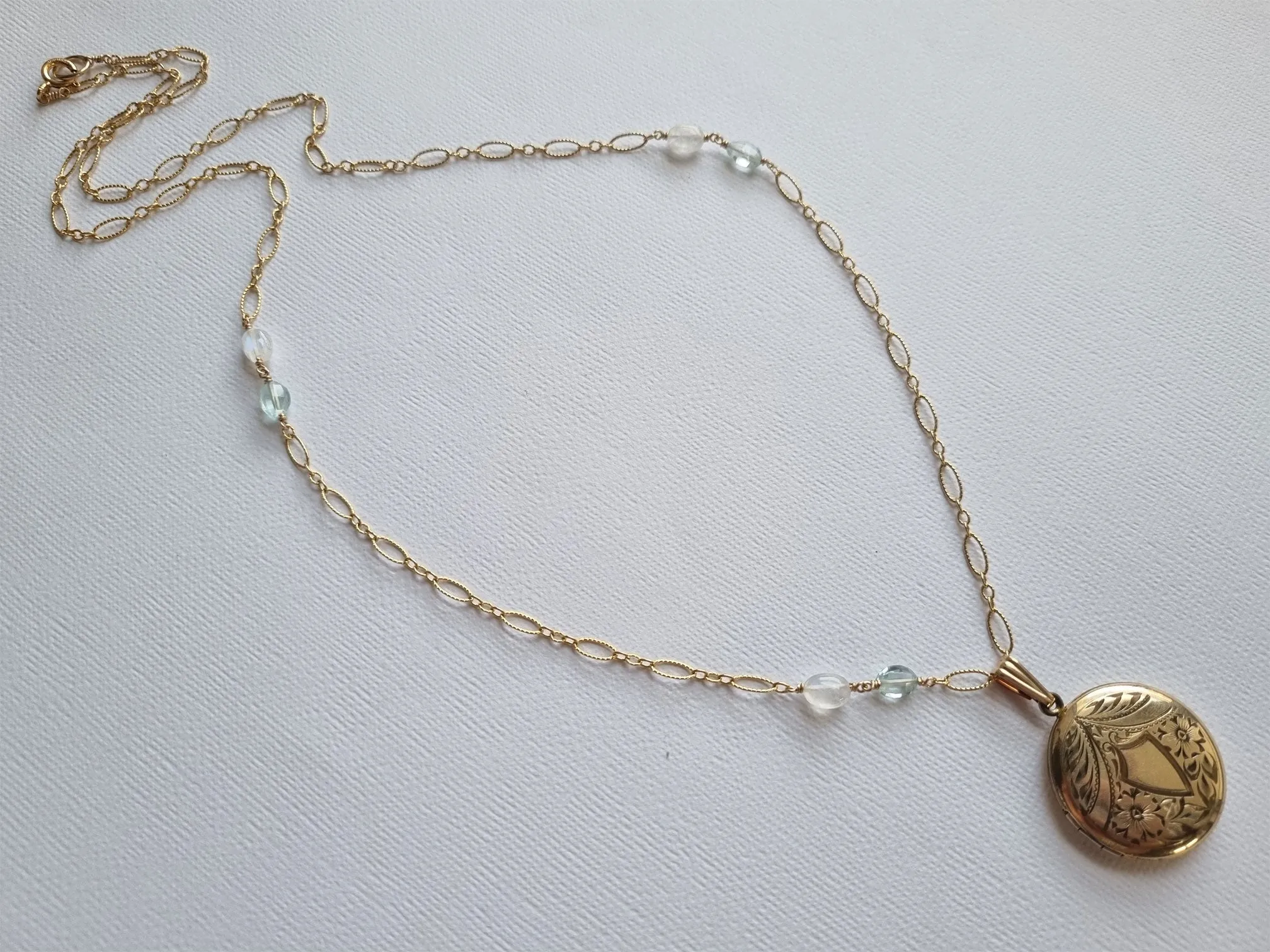 a talisman | antique round flower locket long necklace