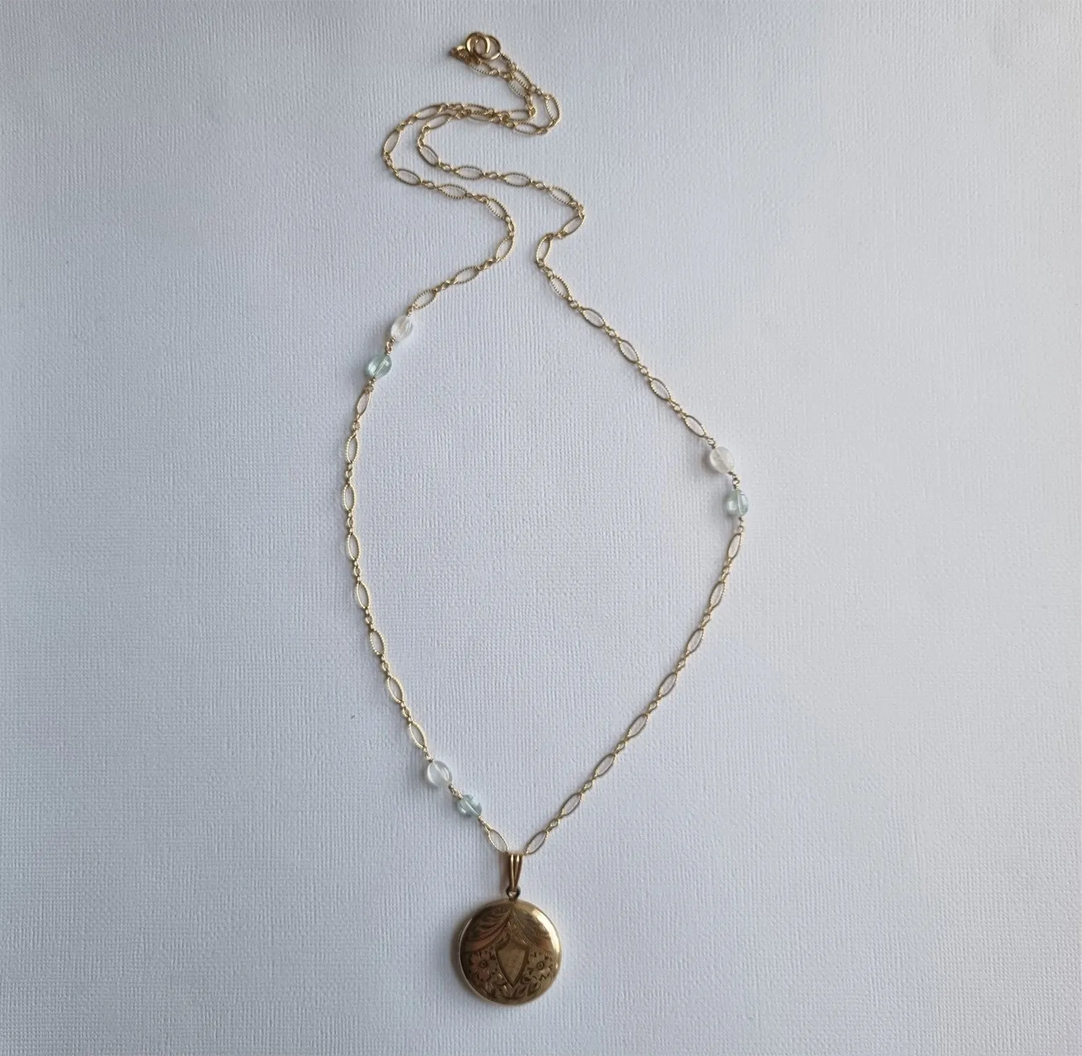 a talisman | antique round flower locket long necklace