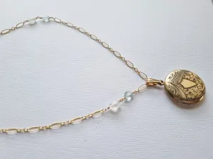 a talisman | antique round flower locket long necklace